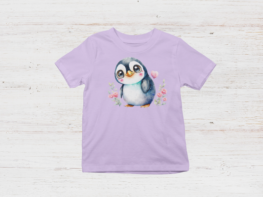 Kids Penguin with Flowers T-shirt