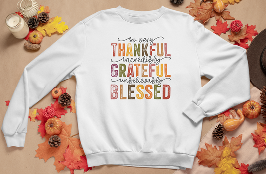 Thankful, Grateful, Blessed Crew Sweatshirt